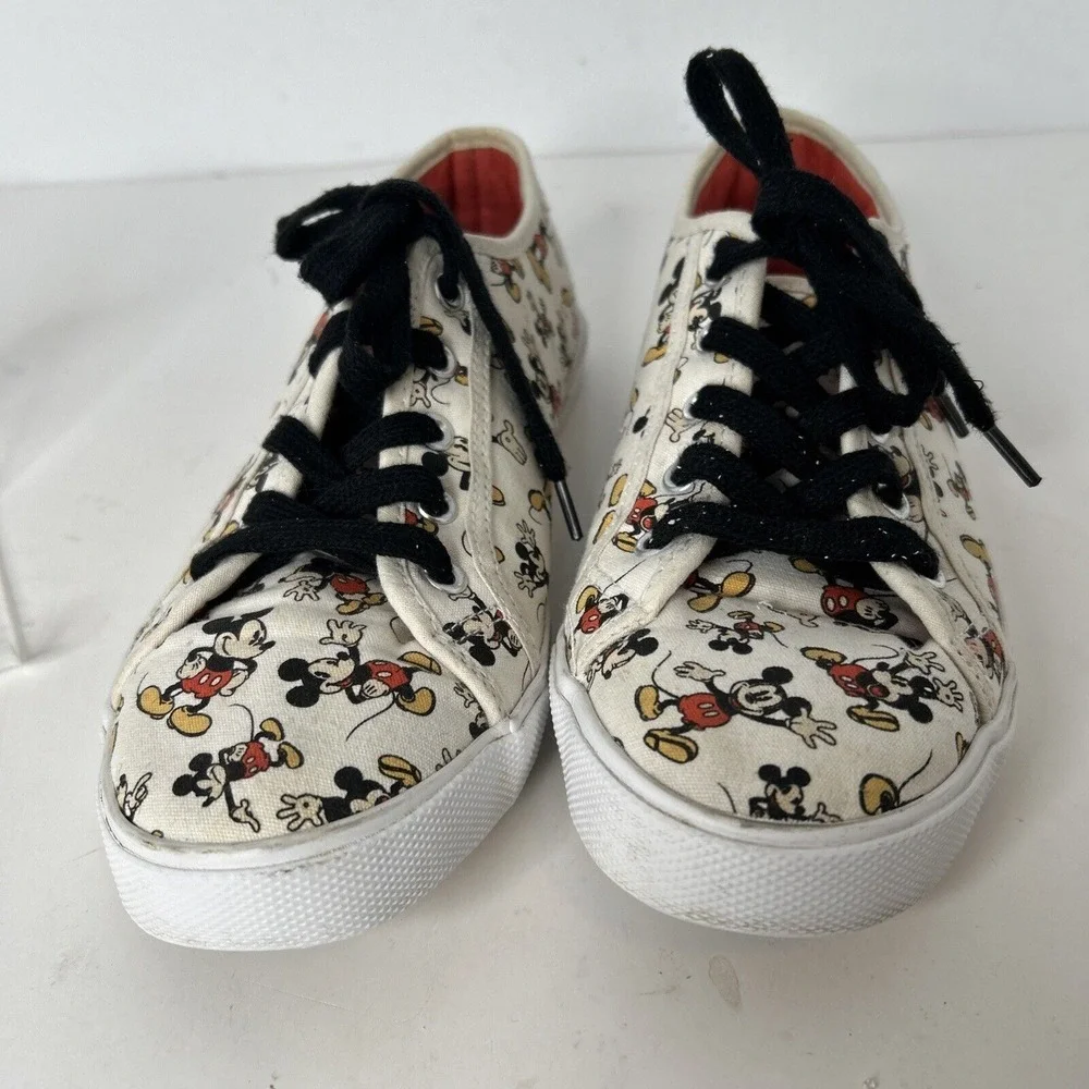 Disney Parks Mickey Mouse Canvas Shoes‎ Sneakers Womens Size 9 Lace Up White